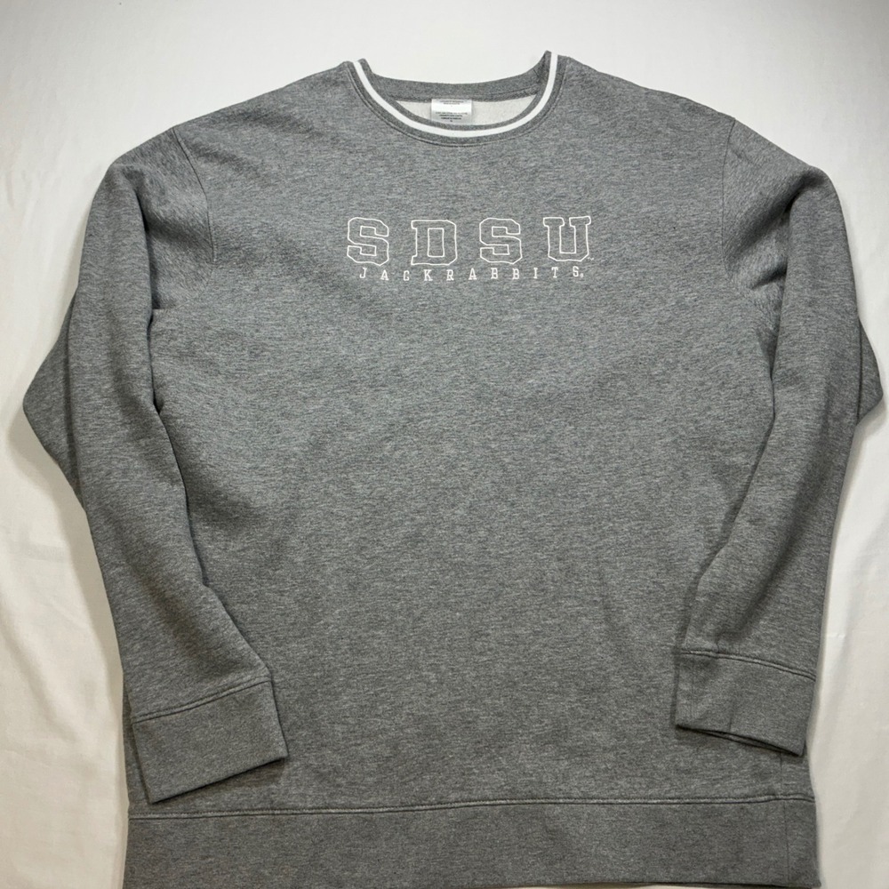 SDSU Jackrabbits Hanes Gray Crewneck‎ Sweatshirt Mens Pullover College Apparel